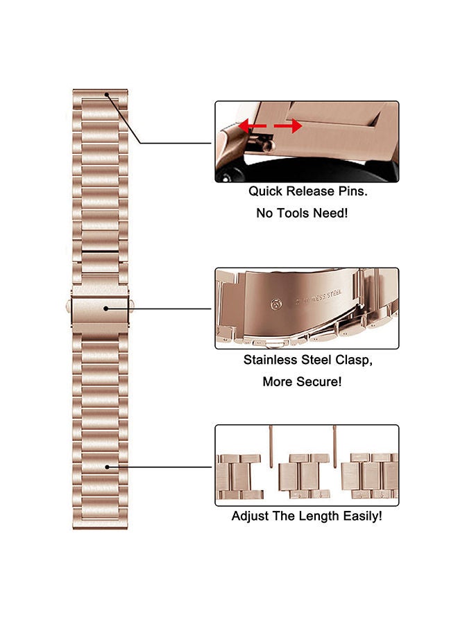 O Ozone Metal Band For Samsung Galaxy Watch 7 6 5 4 FE 40mm 44mm 45mm/Galaxy Watch 6 4 Classic 43mm 47mm 42mm 46mm Stainless Steel Strap- Rose Gold  - Image 4