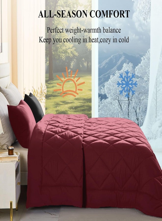 MIOTO Oversized King Comforter, Extra Large King Size Comforter Oversized, Soft Lightweight Quilt Down Alternativewith 8 Corner Tabs(120x128, Black&Red) - Image 4