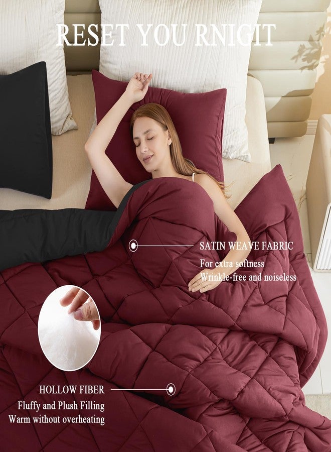 MIOTO Oversized King Comforter, Extra Large King Size Comforter Oversized, Soft Lightweight Quilt Down Alternativewith 8 Corner Tabs(120x128, Black&Red) - Image 3