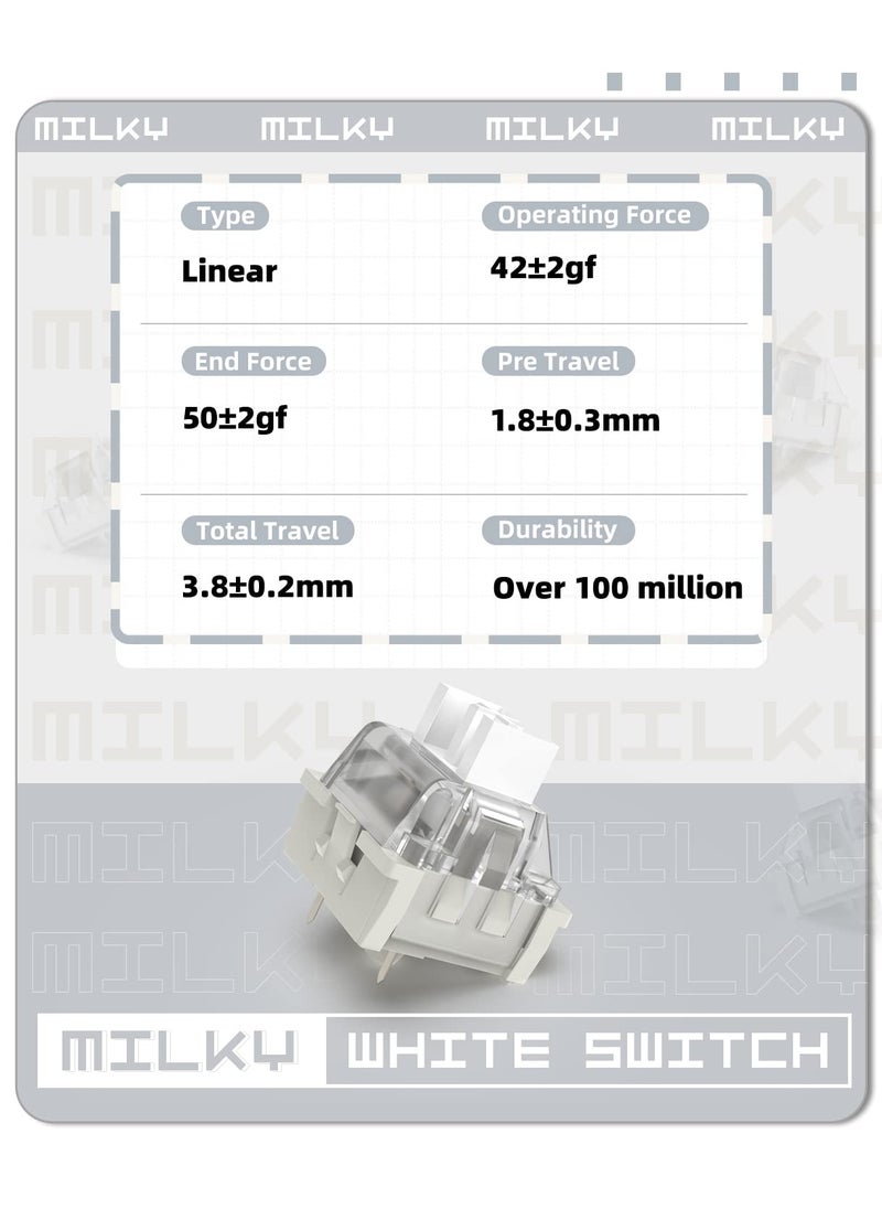 Magic-Refiner MAGIC-REFINER x Creamy White Switches for Mechanical Keyboard DIY, 42gf Linear Keyswitch 3 Pins, Pre Lubed with POM Stem Compatible for MX Mechanical Keyboard Switch Set (100PCS)  - Image 2