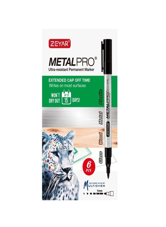 ZEYAR Permanent Marker Pens, Extra Fine Tip(1mm), Waterproof & Smear Proof ink, Aluminum Barrel, Quick Drying(3 Black, 1 Red, 1 Green, 1 Blue) - Image 3