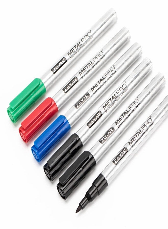 ZEYAR Permanent Marker Pens, Extra Fine Tip(1mm), Waterproof & Smear Proof ink, Aluminum Barrel, Quick Drying(3 Black, 1 Red, 1 Green, 1 Blue) - Image 1