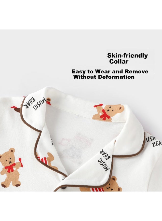 Tinsino Kids Pajamas Boys Girls Autumn Long Sleeve Cotton Set Baby Clothes Bear Band 120