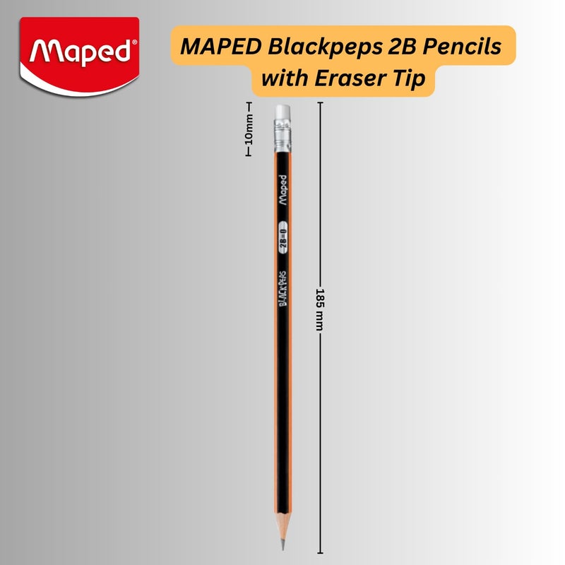 Maped MAPED 2B Pencils with Eraser TipWriting Pencils2B Graphite Pencils 30PcsSoft and Extra DarkTriangular Shape for Easy Grip Fine Wood pencilsExtra Dark PencilsSuper Dark PencilsPremium Range - Image 3