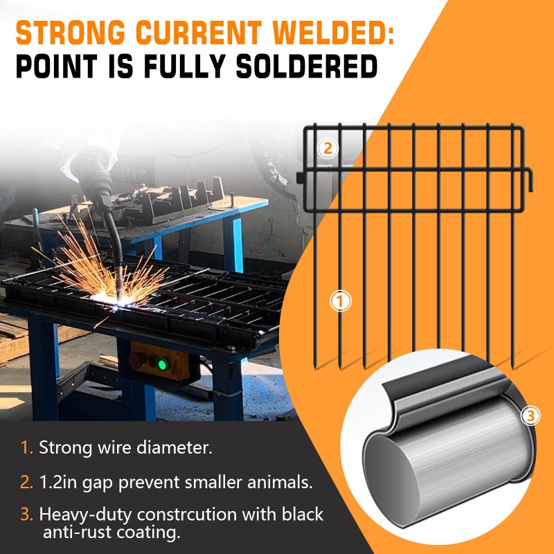 KYATE 32 Panels Animal Barrier Fence No Dig, 32ft(L) X 13in(H) 1.2in Gap Rabbit Fences Ground Defense Border Small Metal Fencing, Dog Blocker Under Barriers for Garden, Flower Bed, Patio - Image 3