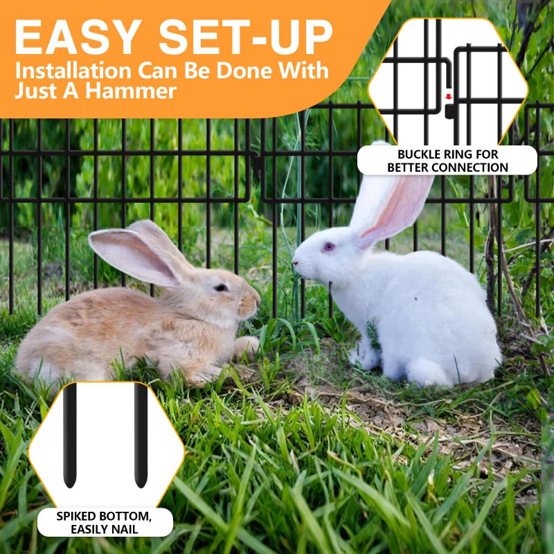 KYATE 32 Panels Animal Barrier Fence No Dig, 32ft(L) X 13in(H) 1.2in Gap Rabbit Fences Ground Defense Border Small Metal Fencing, Dog Blocker Under Barriers for Garden, Flower Bed, Patio - Image 5