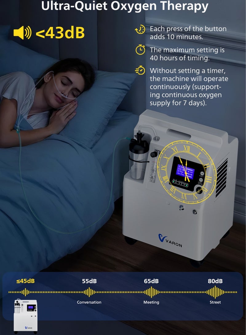 فارون مكثف أوكسجين فارون 5 لتر، معدل تدفق قابل للتعديل من 0.5 لتر إلى 5 لتر، تركيز الأكسجين يصل إلى 93% - Image 5