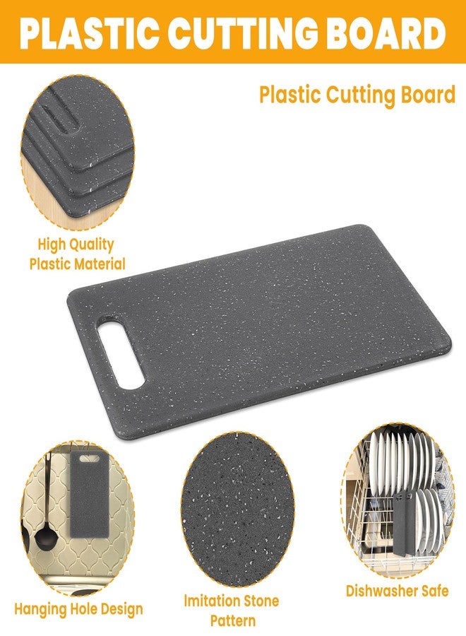 Mekueeex 6 Pcs Plastic Cutting Boards, Small Rectangular Cutting Board Set, Granite Color, Injection Molded Polypropylene (PP), 10 x 6 Inches, Dishwasher Safe, Space Saving, For Fruits - Image 4