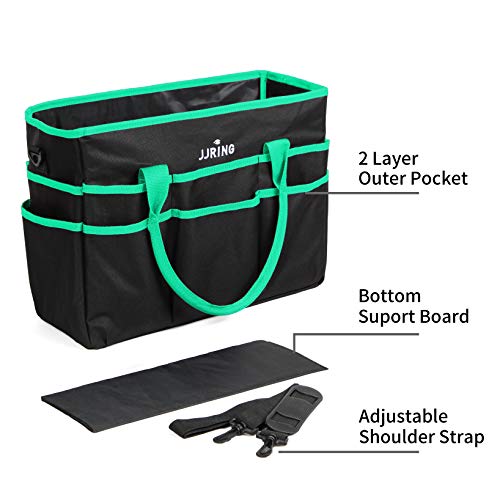 JJRING Large Multi-Functional Carrying Bag, 600D Nylon Artist Tote Bag with 16 Pockets Caddy for Art, Craft, Sewing, Make-up or School, Medical, Office Supplies Organizer, Green - Image 4