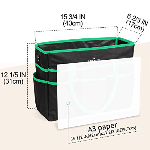 JJRING Large Multi-Functional Carrying Bag, 600D Nylon Artist Tote Bag with 16 Pockets Caddy for Art, Craft, Sewing, Make-up or School, Medical, Office Supplies Organizer, Green - Image 2