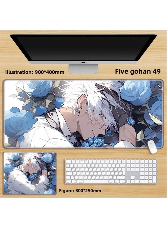 Unlocked Gojo Satoru Mouse Pad Extra Large Spell Return Home Animation Large Girls Computer Keyboard Office-Color:80x30cm Thickness 3mm-Pattern:Yellow Five Gohan 49  - Image 1