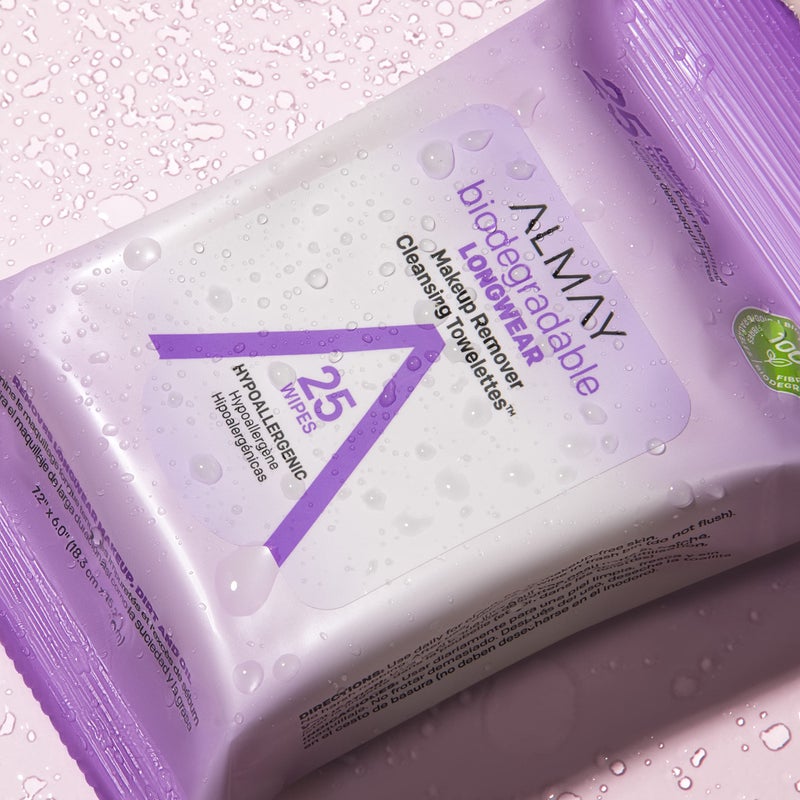 Almay Face Makeup Remover Wipes, Longwear & Waterproof, Hypoallergenic, Fragrance Free, Dermatologist & Ophthalmologist Tested, 25 Count (Pack of 1) - Image 4