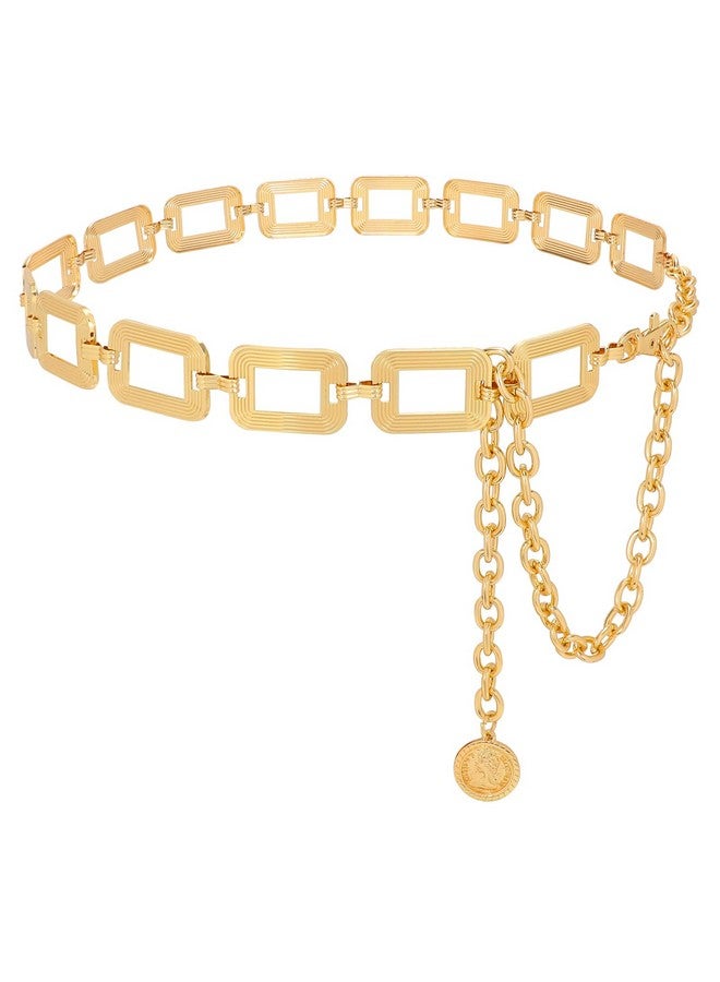 WHIPPY Metal Waist Chain Women Adjustable Body Link Belts Square Fashion Belly Jewelry For Jeans Dresses Gold M - Image 1