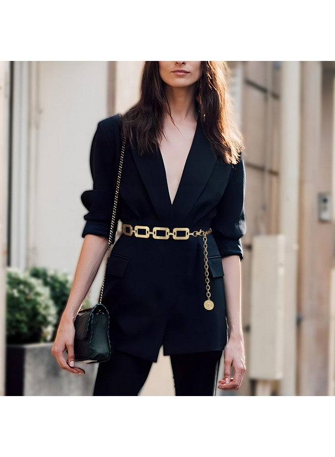 WHIPPY Metal Waist Chain Women Adjustable Body Link Belts Square Fashion Belly Jewelry For Jeans Dresses Gold M - Image 2