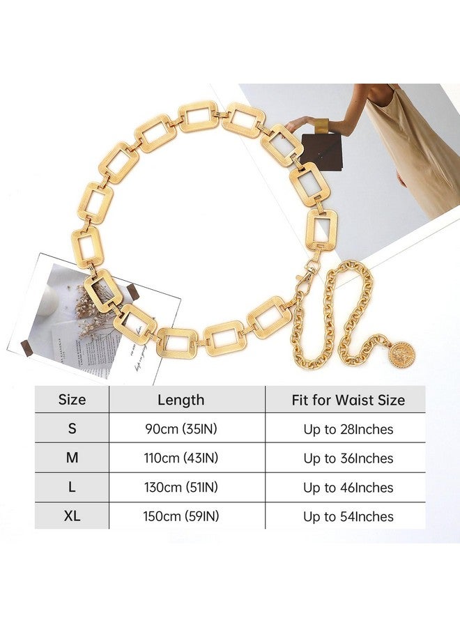 WHIPPY Metal Waist Chain Women Adjustable Body Link Belts Square Fashion Belly Jewelry For Jeans Dresses Gold M - Image 4