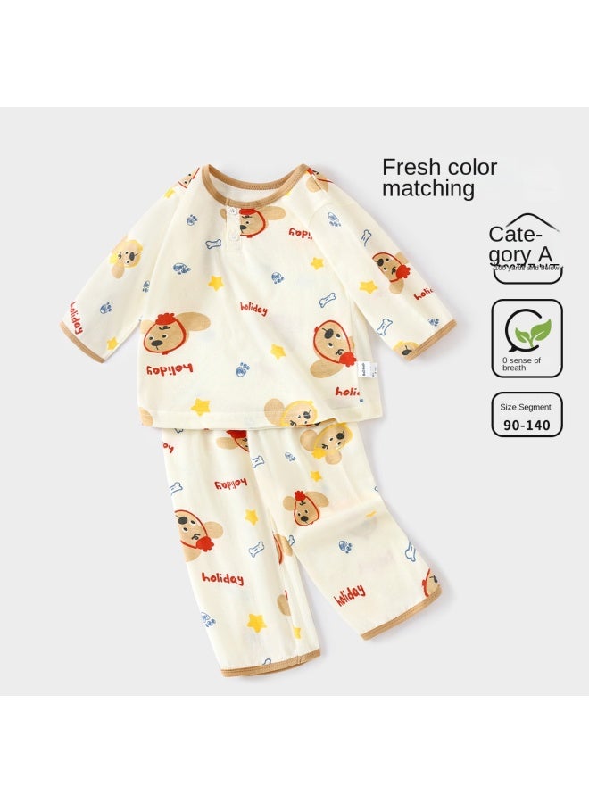 Badibadi Autumn Seven-sleeve Homewear Set】early Autumn Boys' Pajama Set, Air-conditioning Sleepwear For Infants And Toddlers - Image 3