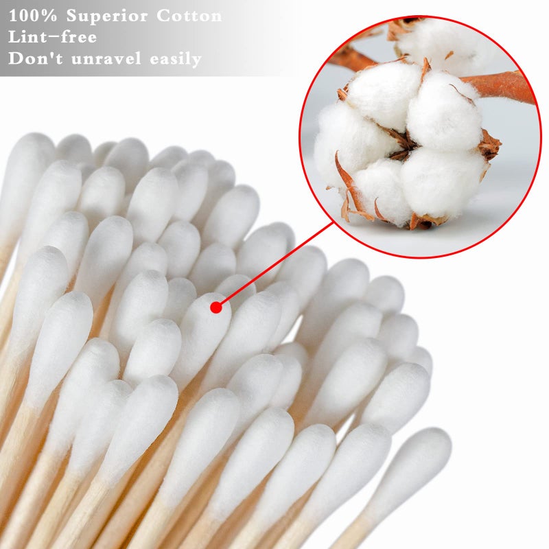 Bcowos 6'' Long Cotton Swabs 200PCS - Cotton Swabs with Wooden Sticks - Long Swabs for Gun Cleaning, Ear Cleaning, Pets Care, Makeup - Image 3