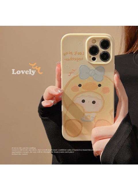 Doodle Oil Painting Puppy For Iphone14 For Apple Mobile Phone Shell 15ProMax Soft Cute Cartoon 13 Set 16 Applicable Full Package-Color:Milk Yellow Duck-Applicable Model:13promax