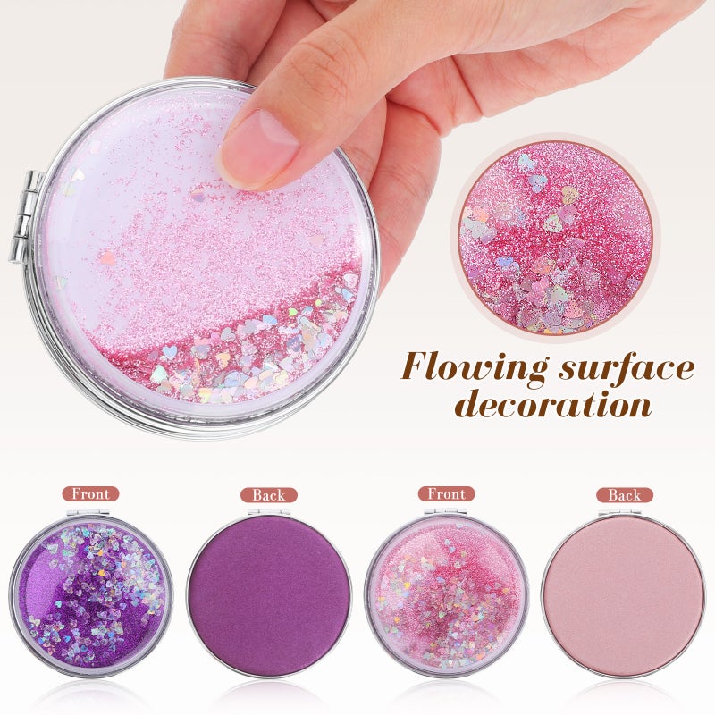 2pcs Portable Mirror Cute Handheld Mini Folding Makeup Mirror Travel Compact Mirror Small Round Pocket Mirrors With Magnification - Image 5