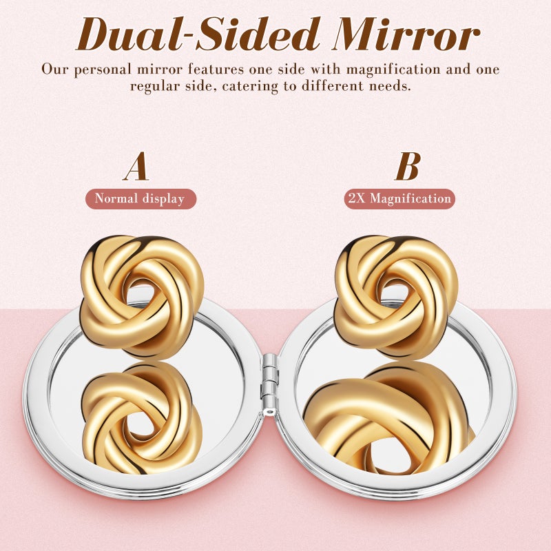2pcs Portable Mirror Cute Handheld Mini Folding Makeup Mirror Travel Compact Mirror Small Round Pocket Mirrors With Magnification - Image 2