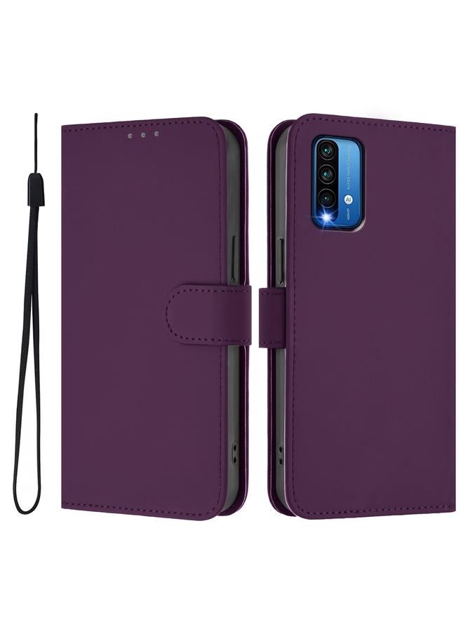 erorex Case For Redmi 9 Power / 9T Global Skin Feel Solid Color Leather Phone Case with Lanyard - Image 2