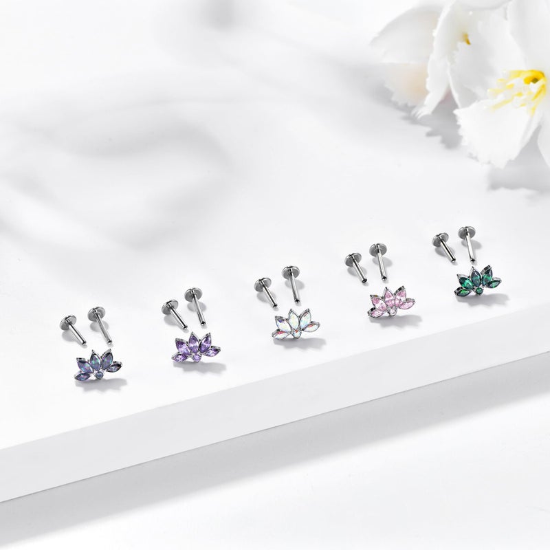 ENONTY 1pcs 16G 18G G23 Titanium Threadless Labret Studs Push-in Labret Lip Cluster Tragus Helix Conch Lobe Rook Cartilage Push Back Piercing Jewelry Earring (5 eye-AB) - Image 4