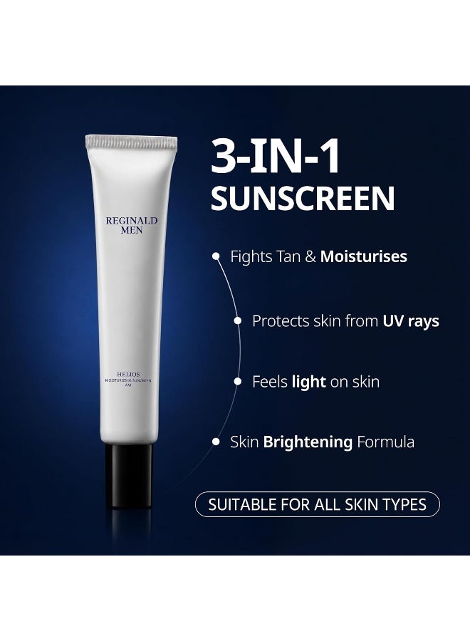 Reginald Men Sunscreen SPF 50 PA++++ | Brightening & Moisturizing Sun Protection | Enriched with 9 Active Ingredients | Broad Spectrum UV Defense | Lightweight & Non-Greasy (50g Pack of 1) - Image 2