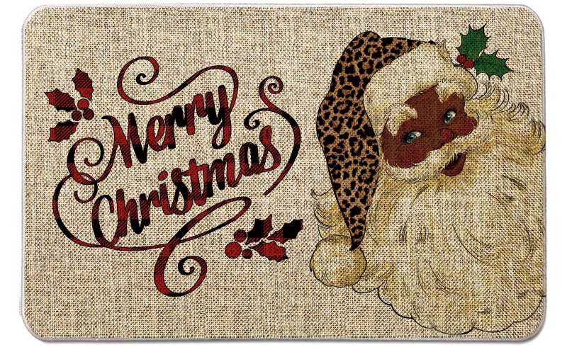 GAGEC Christmas Door Mat Outdoor Rug Black Santa Doormat African American Santa Claus Entrance Rug Farmhouse Decor Home Kitchen Floor Front Door Mats 17 x 27 Inch