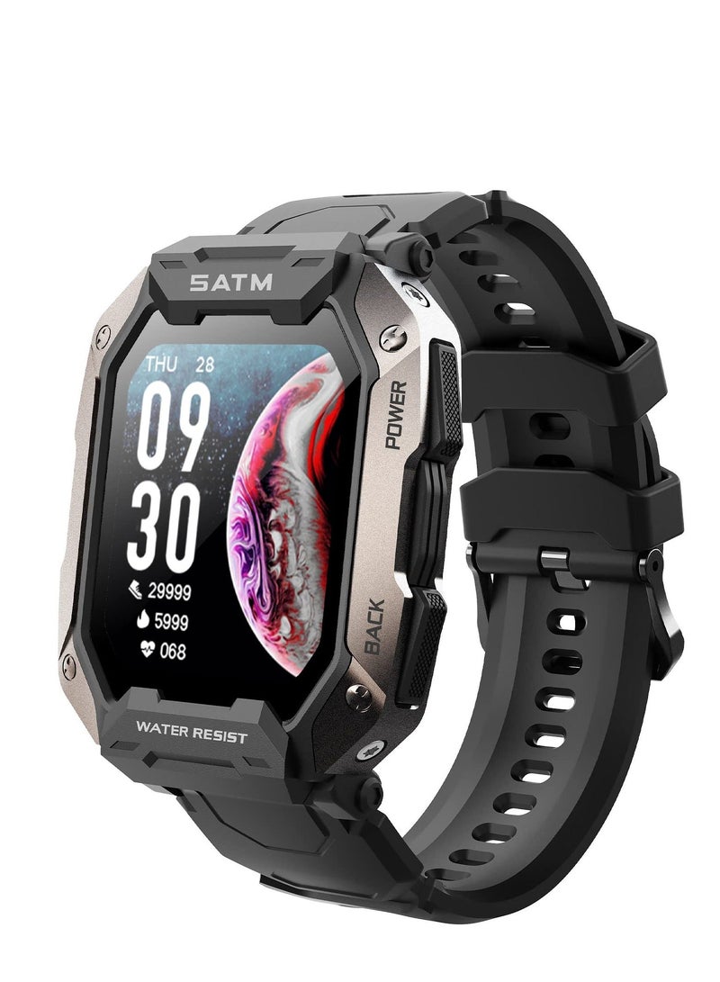 XiuWoo Military Smart Watch for Men Outdoor Tactical Sports 5ATM Waterproof Rugged 1.71 Inch HD Big Screen Fitness Tracker Heart Rate Sleep Monitor Smartwatch Compatible with Android iPhone Samsung - Image 1