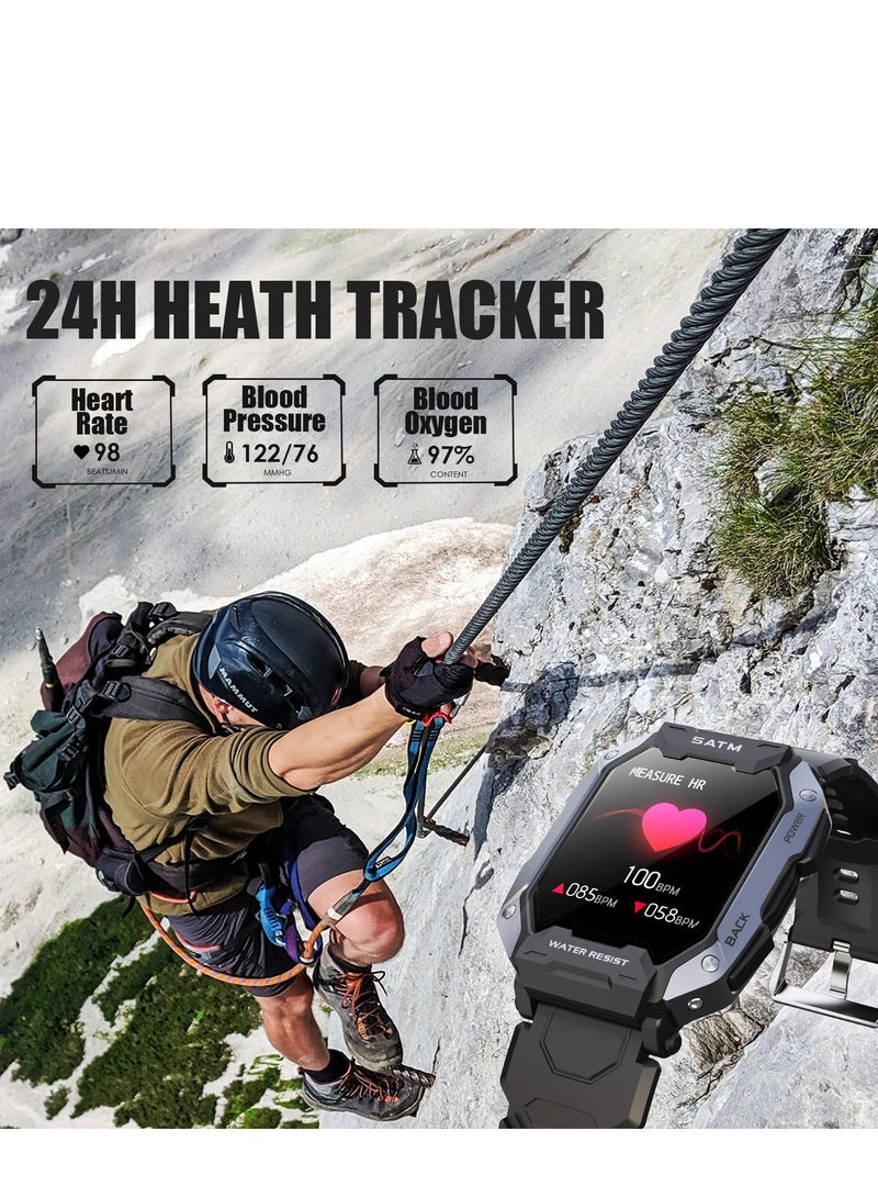 XiuWoo Military Smart Watch for Men Outdoor Tactical Sports 5ATM Waterproof Rugged 1.71 Inch HD Big Screen Fitness Tracker Heart Rate Sleep Monitor Smartwatch Compatible with Android iPhone Samsung - Image 4