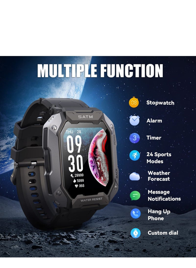 XiuWoo Military Smart Watch for Men Outdoor Tactical Sports 5ATM Waterproof Rugged 1.71 Inch HD Big Screen Fitness Tracker Heart Rate Sleep Monitor Smartwatch Compatible with Android iPhone Samsung - Image 5