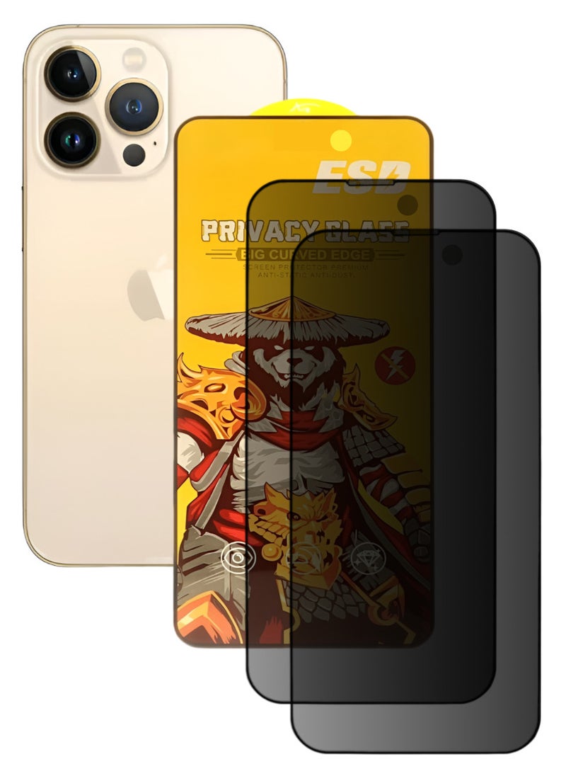 ESD 2 Pieces Tempered Dustproof Privacy Glass Screen Protector Compatible For iPhone 13 Pro Max - Image 1