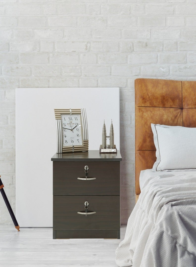 اي اف تي منضدة بتصميم بسيط ونحيف / طاولة بجانب السرير / طاولة بجانب السرير بتصميم عصري لمنتصف القرن / منضدة مع درجين وإطار MDF قوي، مثالية لغرفة النوم الحديثة ومساحة غرفة المعيشة، مثالية للمساحات الصغيرة، فهي تجمع بين الوظيفة والأناقة، وتوفر التخزين دون أن تشغل الكثير غرفة. (الجوز الداكن) عرفان - Image 5