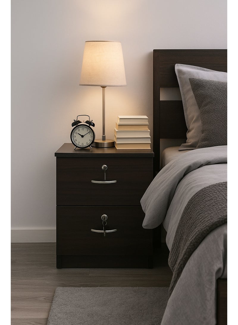 اي اف تي منضدة بتصميم بسيط ونحيف / طاولة بجانب السرير / طاولة بجانب السرير بتصميم عصري لمنتصف القرن / منضدة مع درجين وإطار MDF قوي، مثالية لغرفة النوم الحديثة ومساحة غرفة المعيشة، مثالية للمساحات الصغيرة، فهي تجمع بين الوظيفة والأناقة، وتوفر التخزين دون أن تشغل الكثير غرفة. (الجوز الداكن) عرفان - Image 2