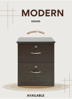 AFT Slim Minimalist Design Nightstand /bedside Table / Mid Century Modern Design bedside table / Nightstand with 2 Drawers and Sturdy MDF Frame, Perfect for Modern Bedroom and living room Space, Ideal for small spaces, it combines functionality with style, offering storage without taking up much room. (Dark walnut) Arfan  - Image 1