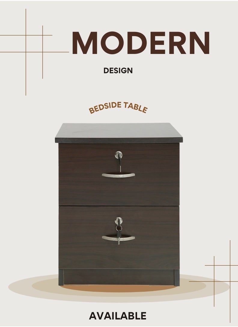 AFT - Slim Minimalist Design Nightstand /bedside Table / Mid Century Modern Design bedside table / Nightstand with 2 Drawers and Sturdy MDF Frame, Perfect for Modern Bedroom and living room Space, Ideal for small spaces, it combines functionality with style, offering storage without taking up much room. (Dark walnut) Arfan - Image 1