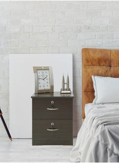 AFT Slim Minimalist Design Nightstand /bedside Table / Mid Century Modern Design bedside table / Nightstand with 2 Drawers and Sturdy MDF Frame, Perfect for Modern Bedroom and living room Space, Ideal for small spaces, it combines functionality with style, offering storage without taking up much room. (Dark walnut) Arfan  - Image 3