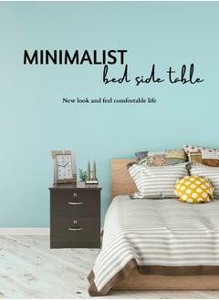 AFT Slim Minimalist Design Nightstand /bedside Table / Mid Century Modern Design bedside table / Nightstand with 2 Drawers and Sturdy MDF Frame, Perfect for Modern Bedroom and living room Space, Ideal for small spaces, it combines functionality with style, offering storage without taking up much room. (Dark walnut) Arfan  - Image 2