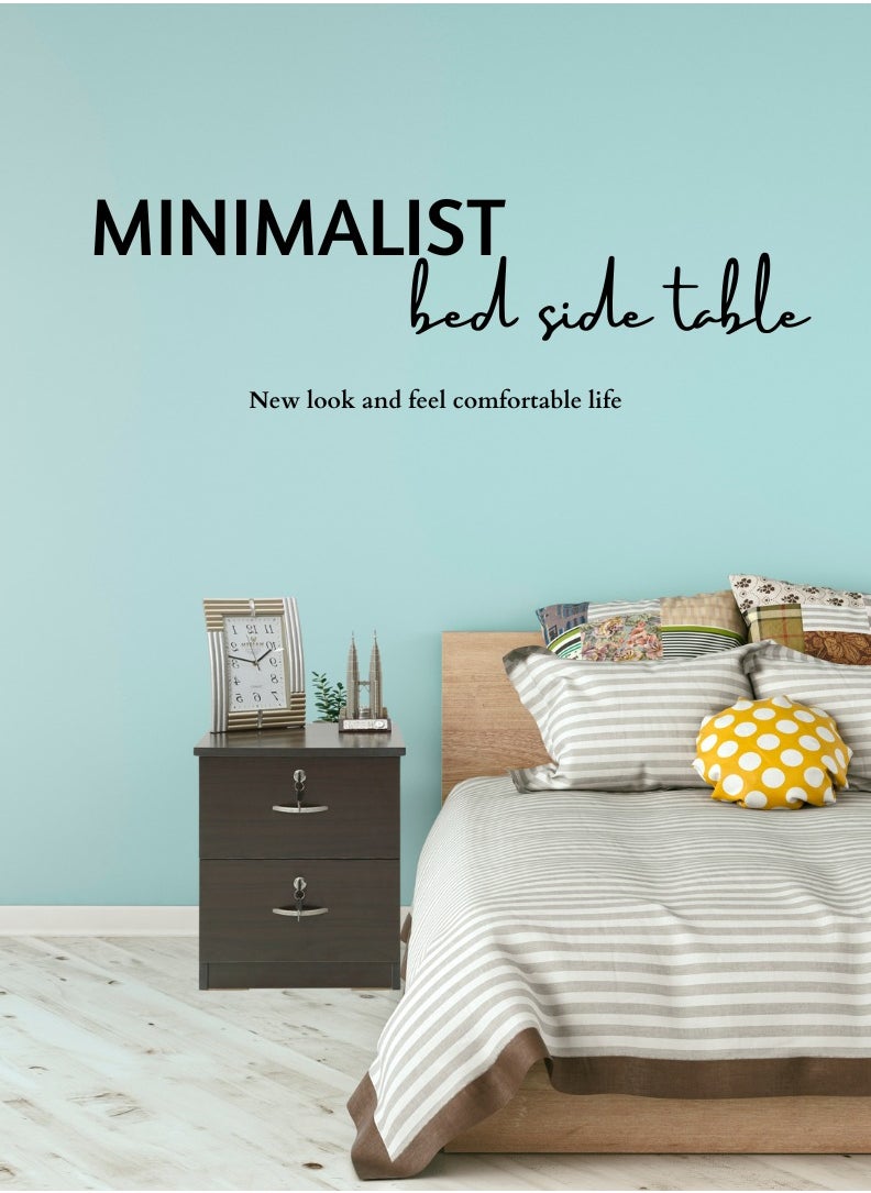 AFT - Slim Minimalist Design Nightstand /bedside Table / Mid Century Modern Design bedside table / Nightstand with 2 Drawers and Sturdy MDF Frame, Perfect for Modern Bedroom and living room Space, Ideal for small spaces, it combines functionality with style, offering storage without taking up much room. (Dark walnut) Arfan - Image 1
