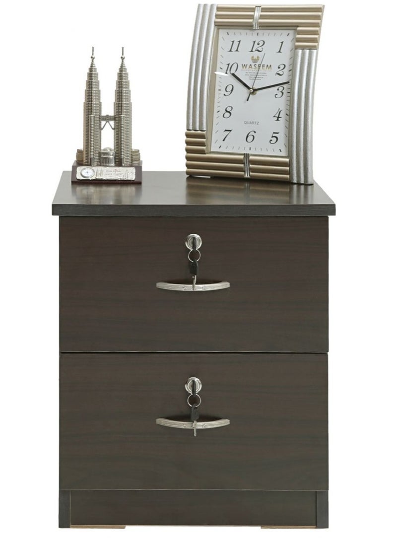 AFT - Slim Minimalist Design Nightstand /bedside Table / Mid Century Modern Design bedside table / Nightstand with 2 Drawers and Sturdy MDF Frame, Perfect for Modern Bedroom and living room Space, Ideal for small spaces, it combines functionality with style, offering storage without taking up much room. (Dark walnut) Arfan - Image 1