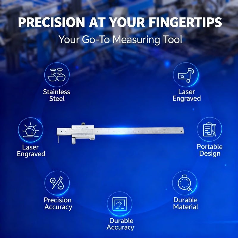 Vernier Caliper Stainless Steel Measuring Tool 0-200mm with Scriber, Portable Ruler -, Engraved Scale, Durable Design for Precise Measurement - Image 5