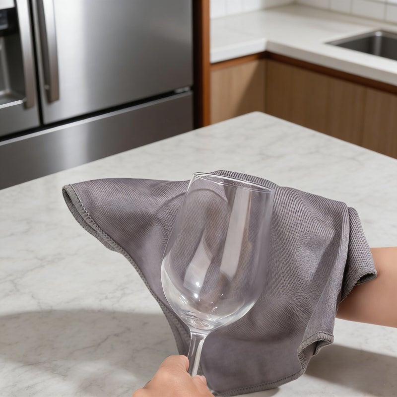 6 Pack Microfiber Glass Cleaning Cloth, 16 Inch X 16 Inch, Lint Free Quickly Clean Window, Glasses, Windshields, Mirrors, and Stainless Steel, Grey - Image 3