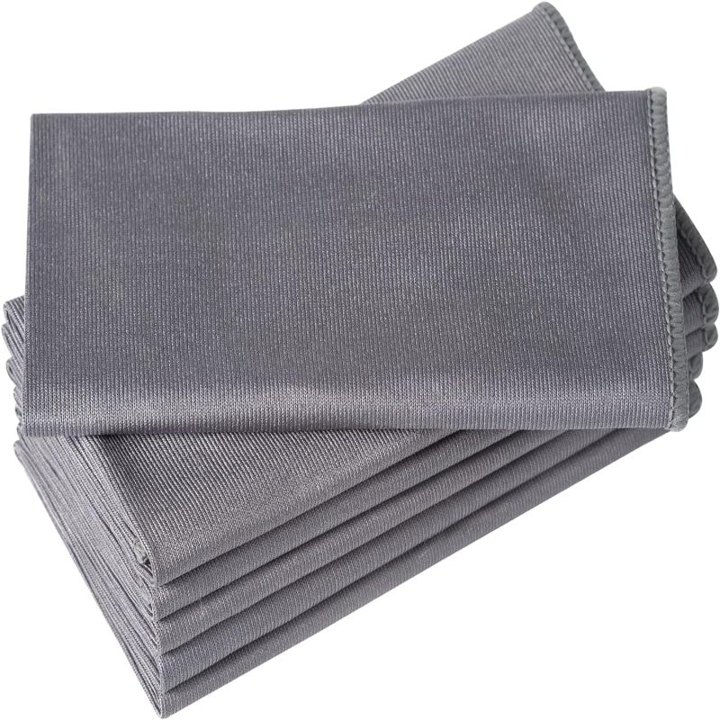 6 Pack Microfiber Glass Cleaning Cloth, 16 Inch X 16 Inch, Lint Free Quickly Clean Window, Glasses, Windshields, Mirrors, and Stainless Steel, Grey - Image 1