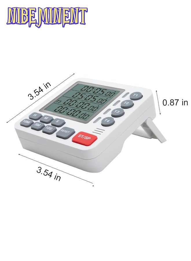 NIBEMINENT Digital Kitchen Timer - 4 Channel Cooking Timer with Alarm, Magnetic Back, Loud & Silent Modes, Count Up/Down, Ideal for ovens, Seniors, Kids and classrooms, AAA Battery Included - Image 5