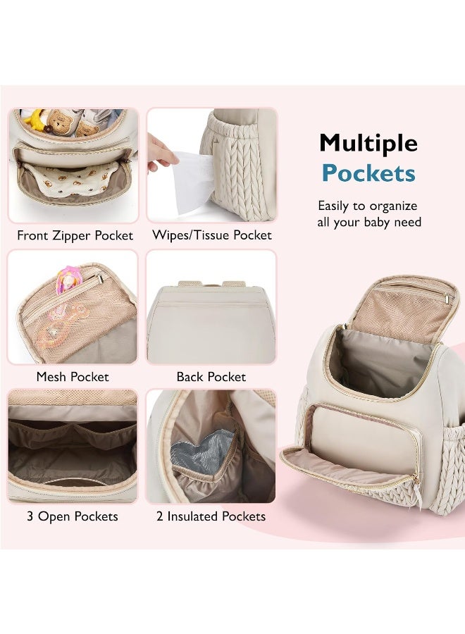 mommore Diaper Bag Small Diaper Backpack Stylish Toddler Baby Mini Maternity Bags Travel Backpacks with Insulated Pockets, Changing Pad, Stroller Straps - Image 4