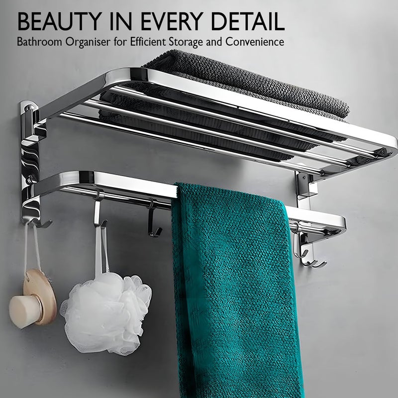 CIPLA PLAST Stainless Steel Folding Towel Rack for BathroomTowel StandHangerBathroom Accessories 24 Inch - Image 5