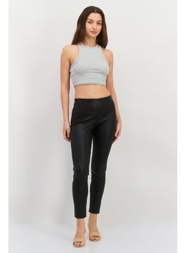 VINCE Women Plain Leather Tights, Black  - Image 2