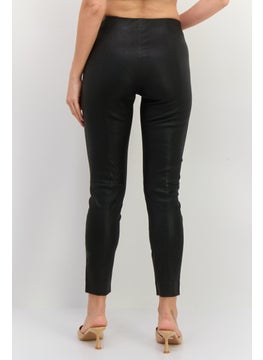 VINCE Women Plain Leather Tights, Black  - Image 4