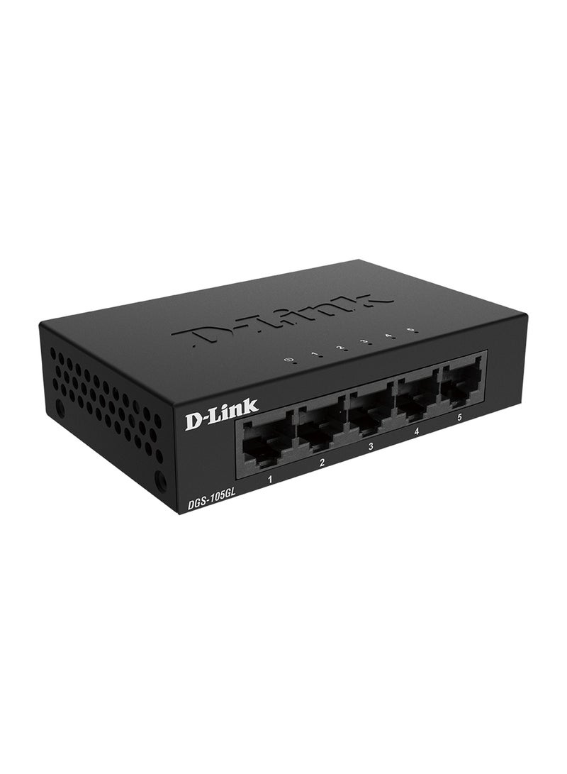 D-Link DGS-105GL 5-Port Gigabit Ethernet Switch, Unmanaged, 10 Gbps Switching Capacity, Metal Housing, Fanless, Energy-Efficient with 802.3az Support, Jumbo Frame, 2K MAC Address, 8 QoS Queues per Port, Desktop Form Factor Black - Image 3