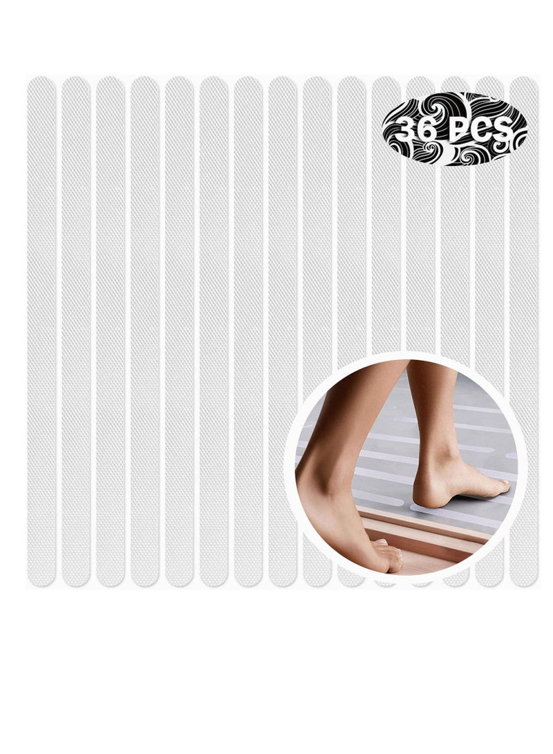 SYOSI 36pcs Transparent Non Slip Strip Stickers, Anti Slip Grip Stickers Non Slip Bath Mat Shower Stickers Clear Non-Abrasive Textured Baby Bath Stickers for a Better Grip adhesive  20mm  380mm  - Image 1